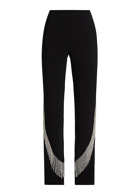 Beaded Fringe Straight Pants
