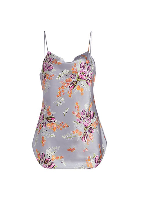 Floral Silk Cowl Top