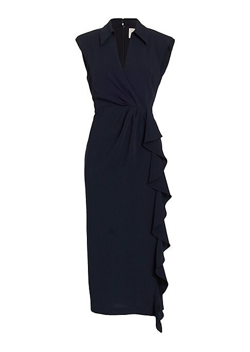 Ruffled Wrap Midi Dress