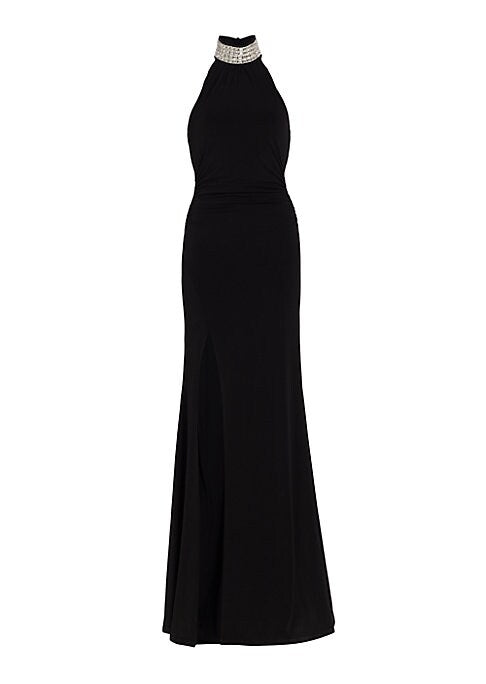 Crystal Slit Halter Dress