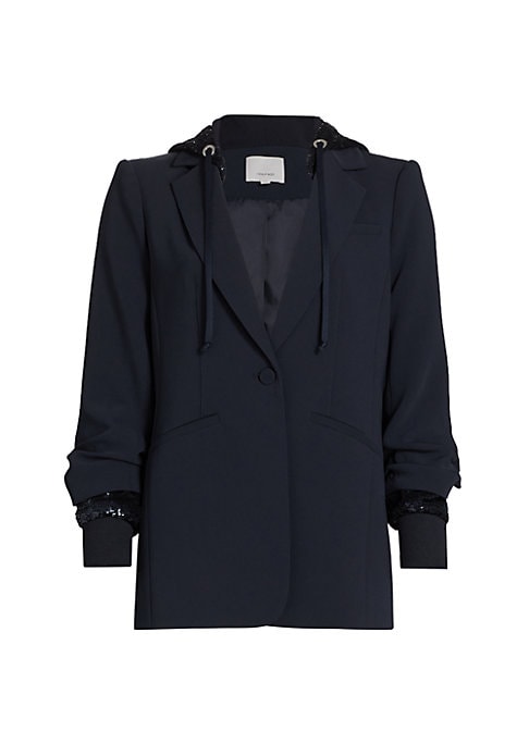 Sequin Hooded Crepe Blazer