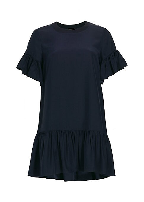Silk Flounce Mini Dress