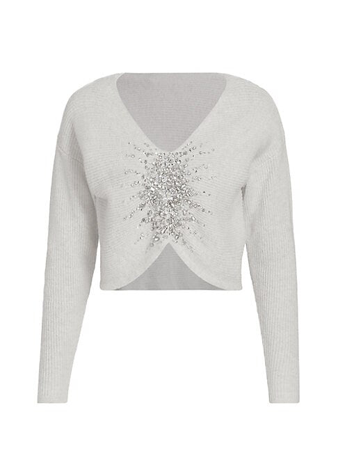 Crystal V-Neck Crop Sweater