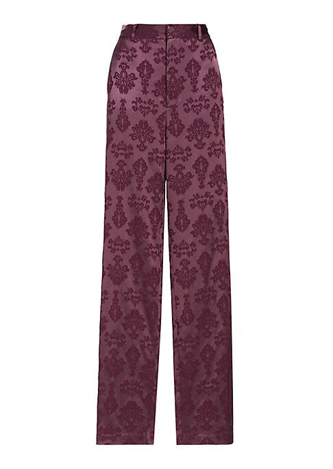 Satin Jacquard Wide-Leg Trousers
