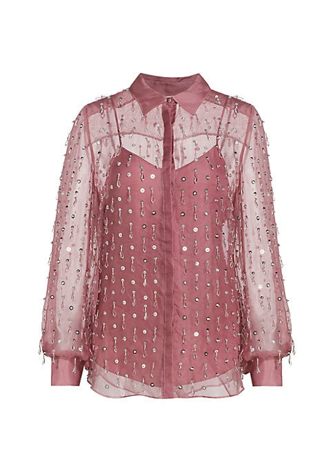 Pearl & Crystal Silk Blouse