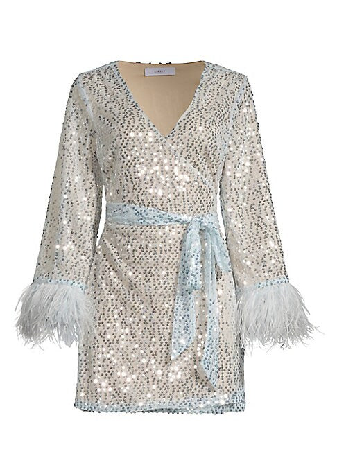 Glam Feather Wrap Dress