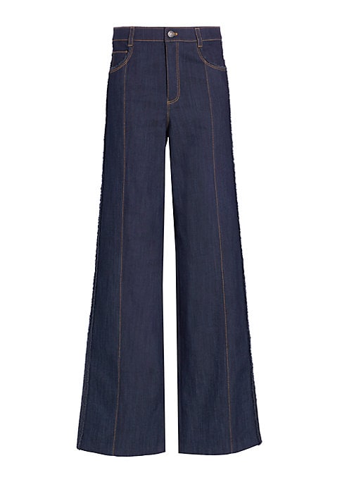 Frayed High-Rise Straight Jeans