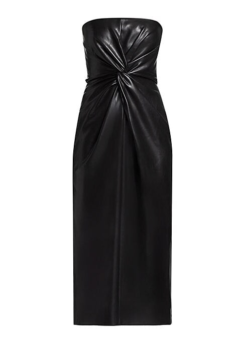 Twisted Faux Leather Midi Dress