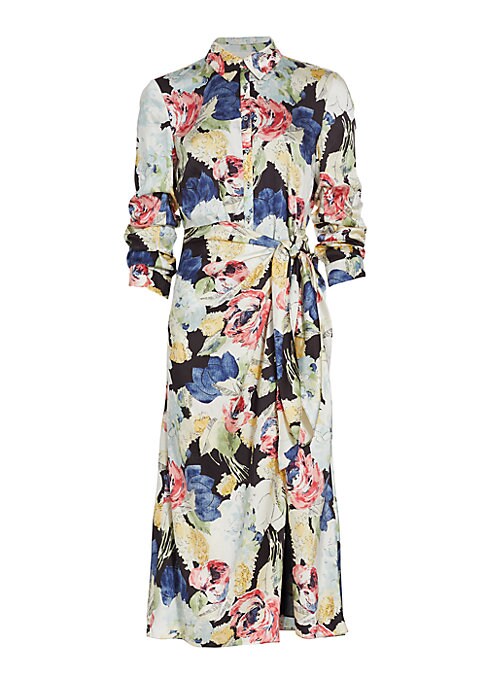 Floral Satin Midi Dress
