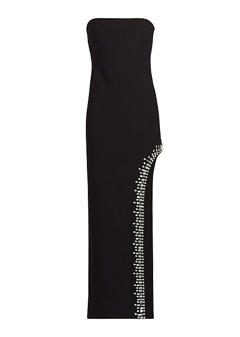 Crystal Slit Strapless Gown