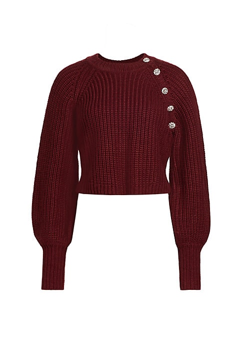 Crystal-Buttoned Crop Sweater