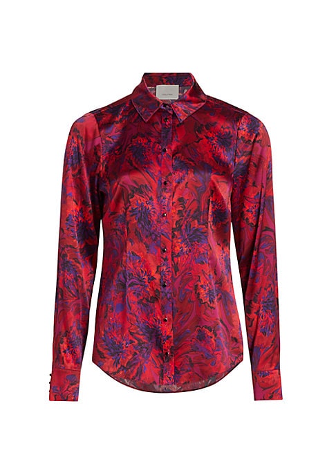 Marbled Peony Silk Top