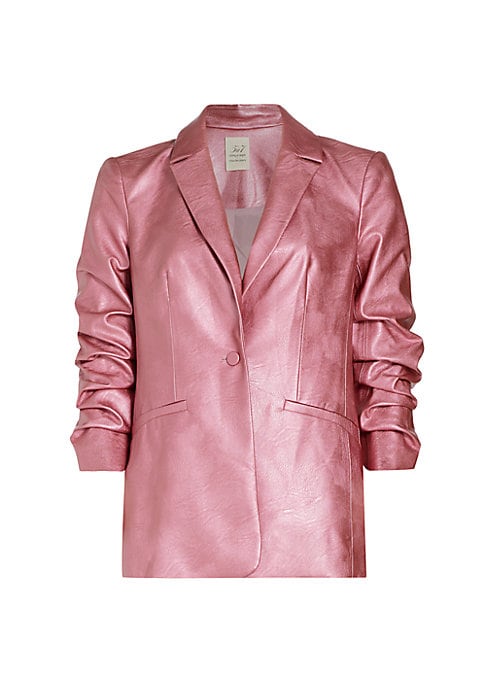 Metallic Ruched Sleeve Blazer