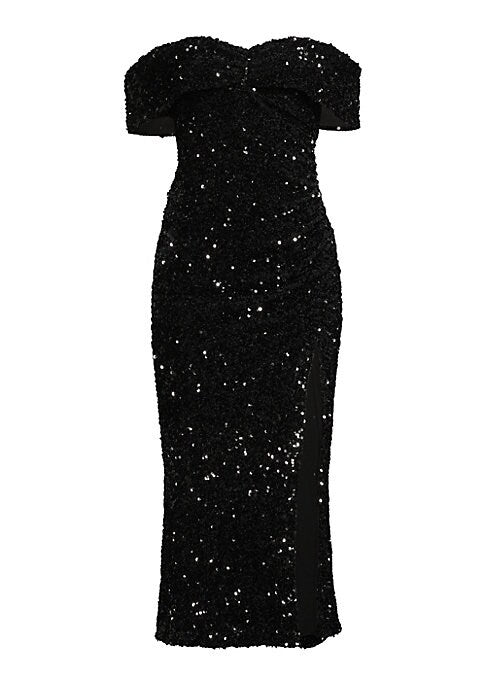 Glistening Slit Midi Dress