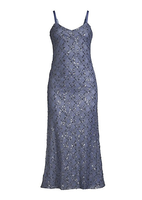 Beaded V-Neck Midi Dress