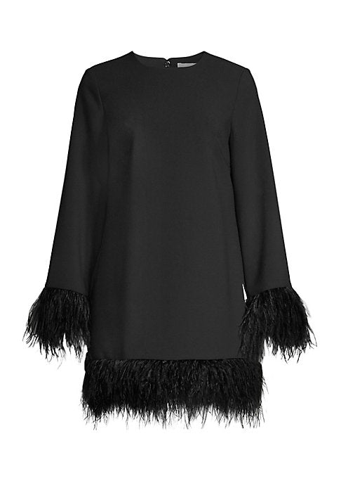 Feather Trim Shift Dress