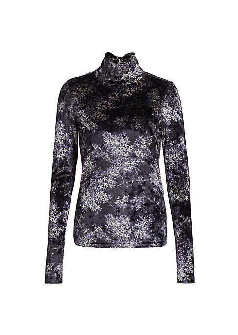 Velvet Floral Turtleneck Top