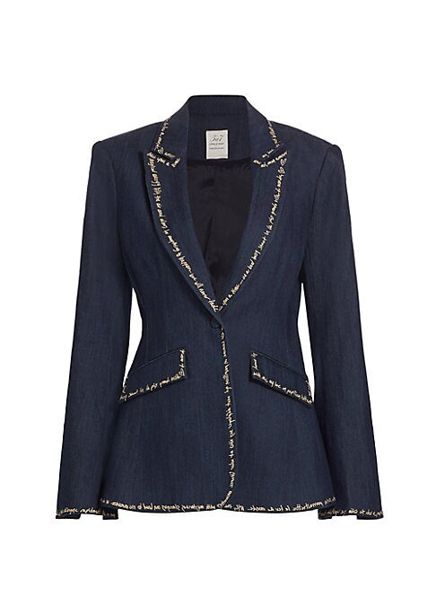 Embroidered Denim Charm Blazer