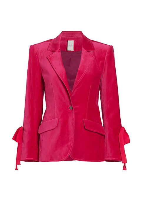 Chic Bowed Velvet Blazer