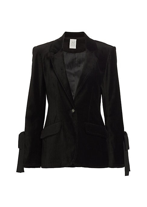 Elegant Bowed Velvet Blazer