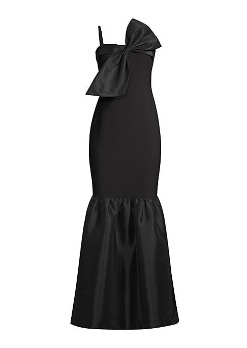 Bow-Embellished Satin Gown