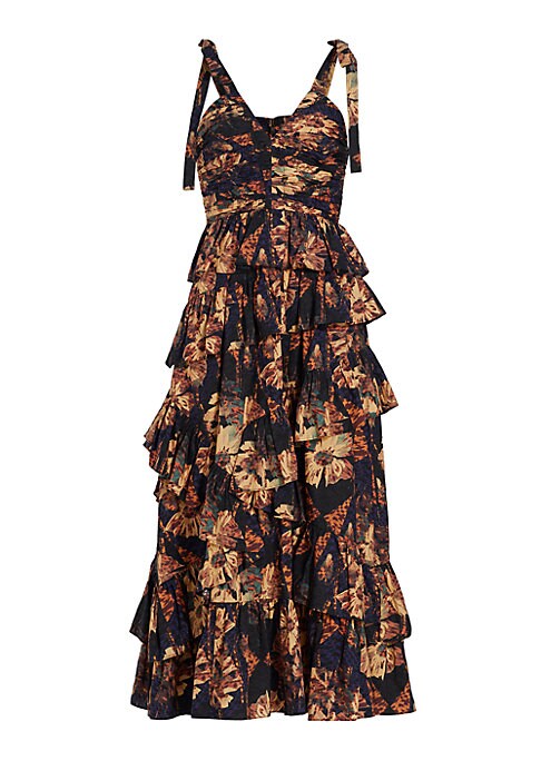 Ruffled V-Neck Midi Dress