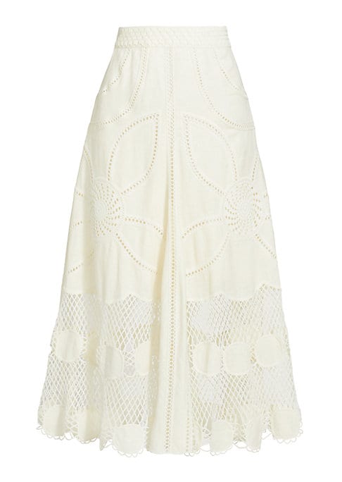 Chic Eyelet Linen Skirt