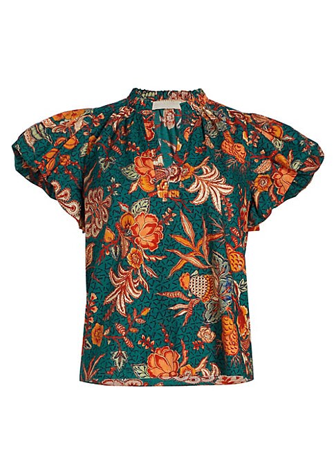 Puff-Sleeve Cotton Blouse