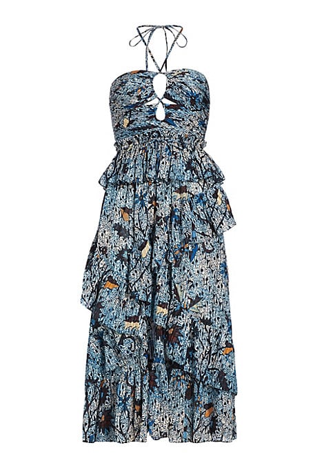 Geometric Ruffle Midi Dress