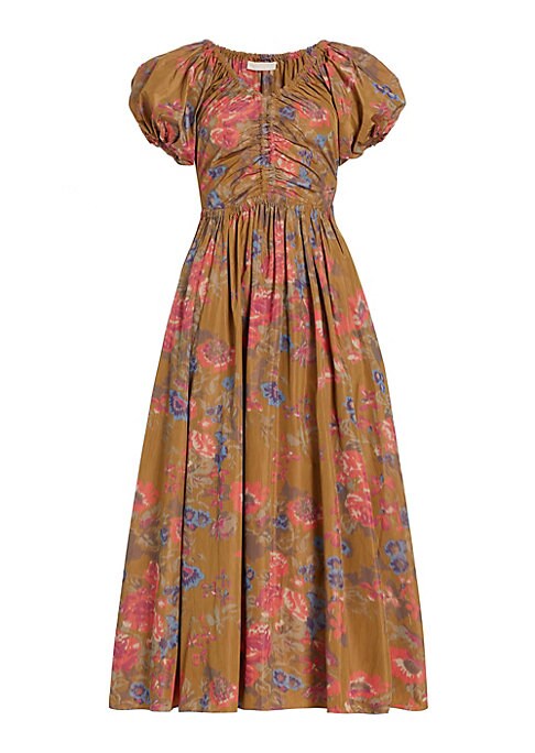 Floral Puff Sleeve Midi