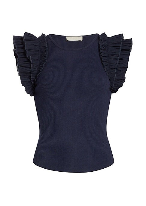 Ruffled Shoulder Knit Top