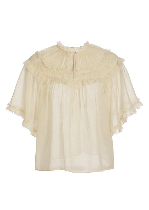 Frayed Neck Wool Blouse