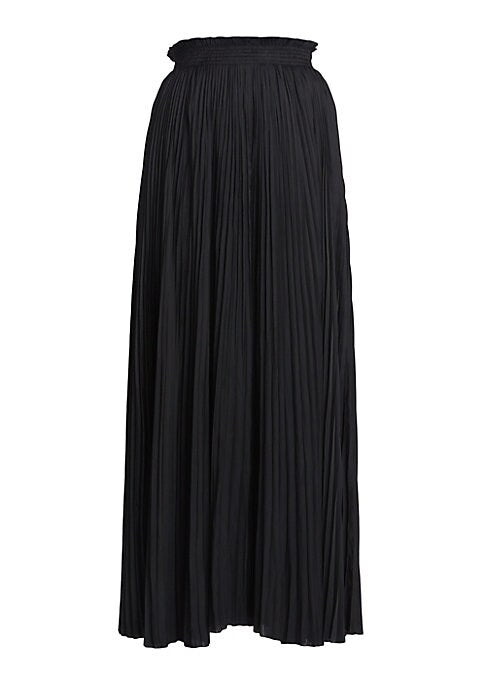 Pleated Flared Maxi Skirt