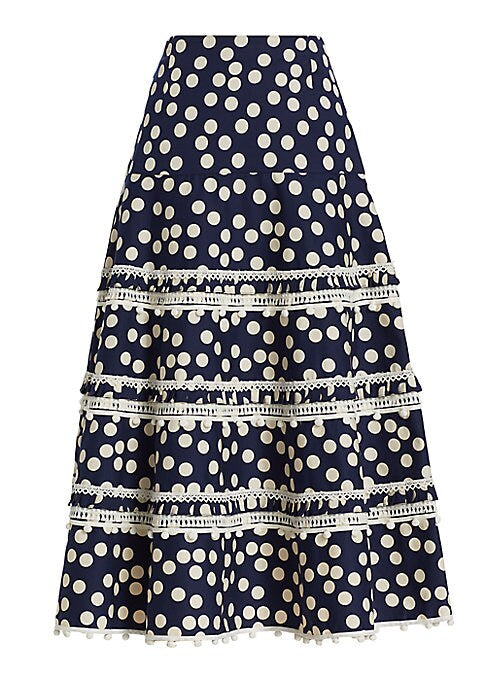 Polka-Dot Lace Midi Skirt