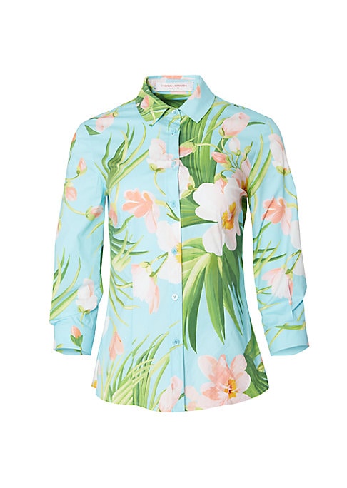 Tropical Print Fitted Blouse