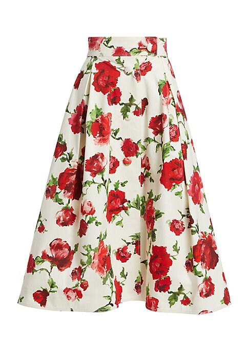 Rose Motif Midi Skirt
