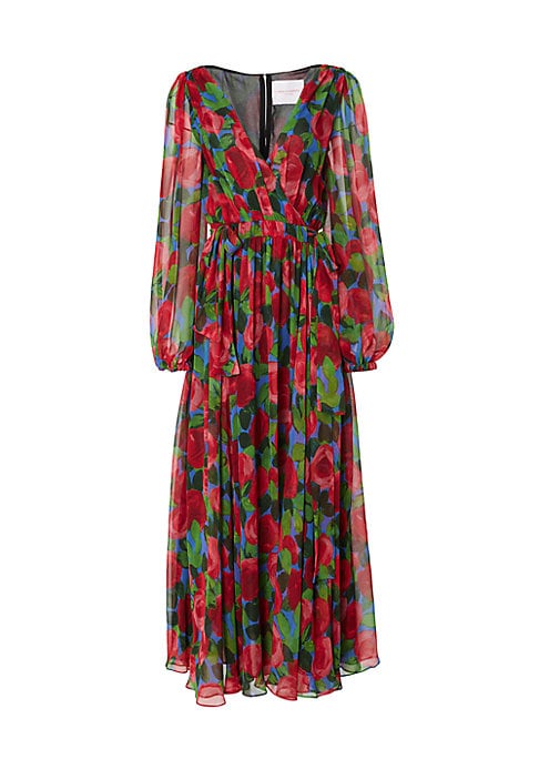 Vibrant Floral V-Neck Dress