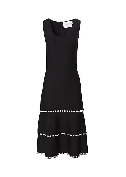 Pearl-Trimmed Glam Midi Dress