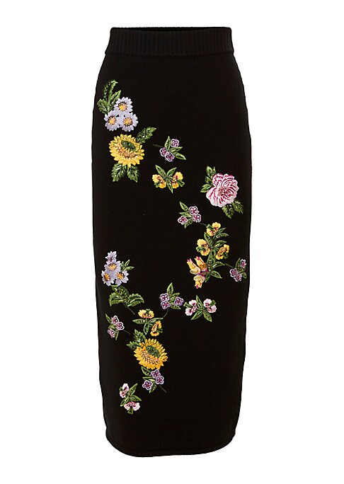 Floral Knit Midi Skirt