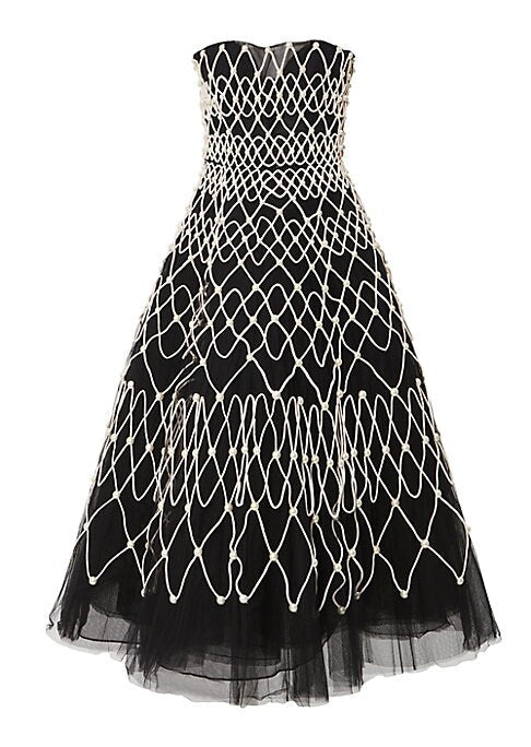 Embroidered Tulle Cocktail Dress