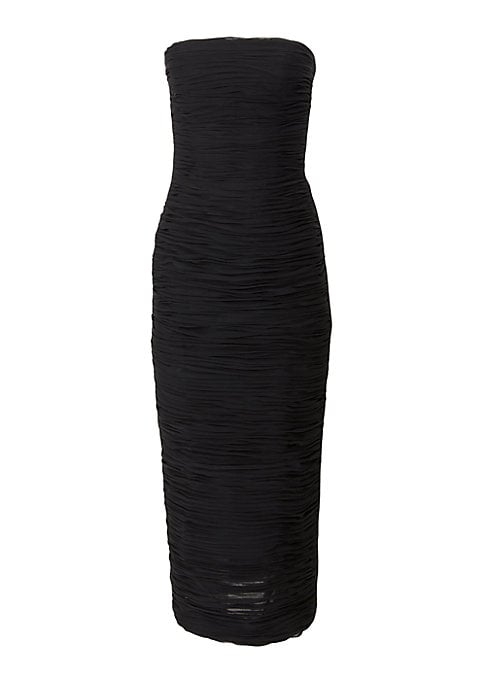 Silk Gathered Midi Dress