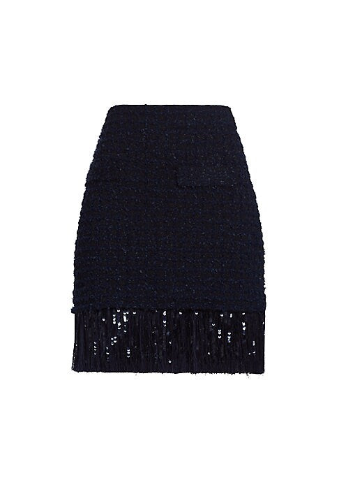 Fringed Metallic Tweed Skirt