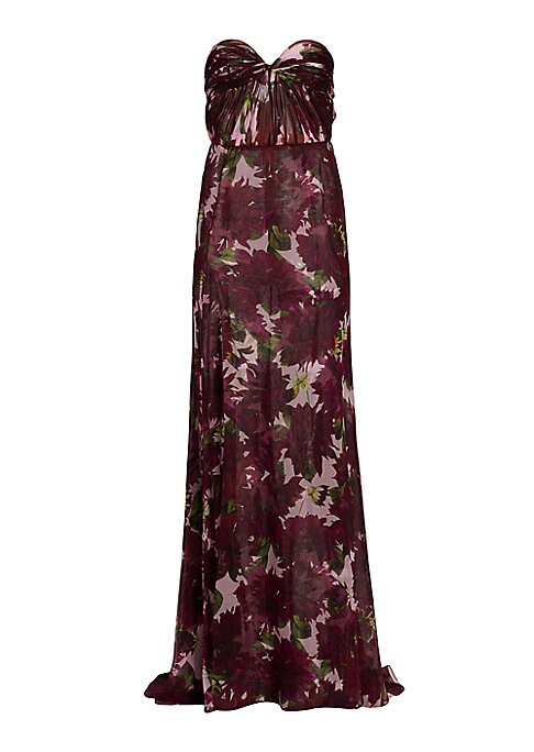 Silk Floral Evening Gown