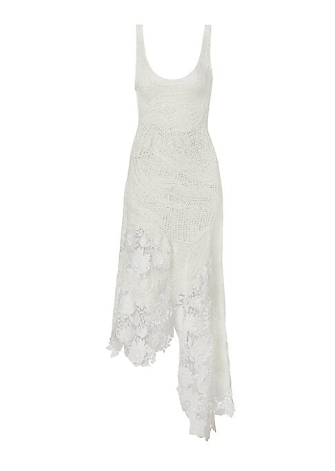Lace-Embellished Asymmetric Dress