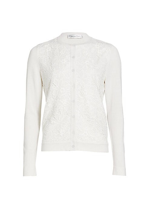 Lace-Trimmed Silk Cardigan