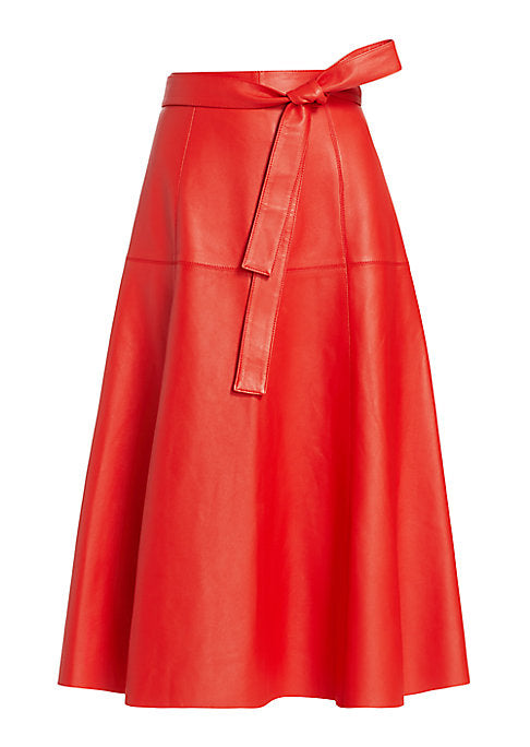 Elegant Leather Midi Skirt