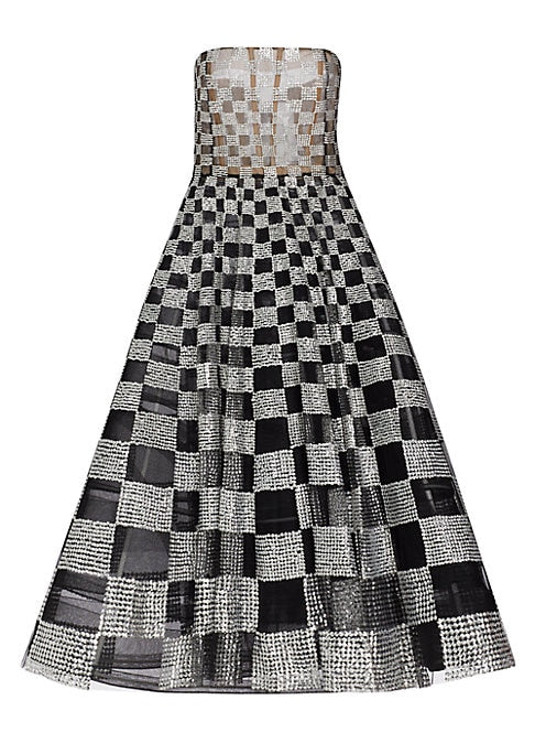 Glamorous Grid Tulle Gown