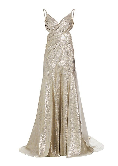 Glistening V-Neck Evening Dress