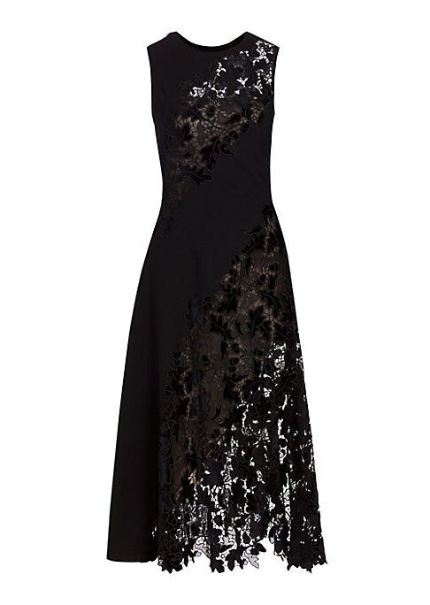 Lace Asymmetrical Midi Dress