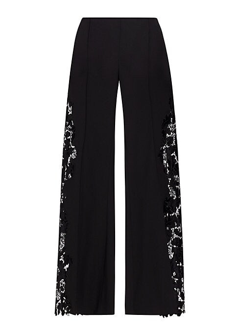 Lace-Trim Wide-Leg Trousers